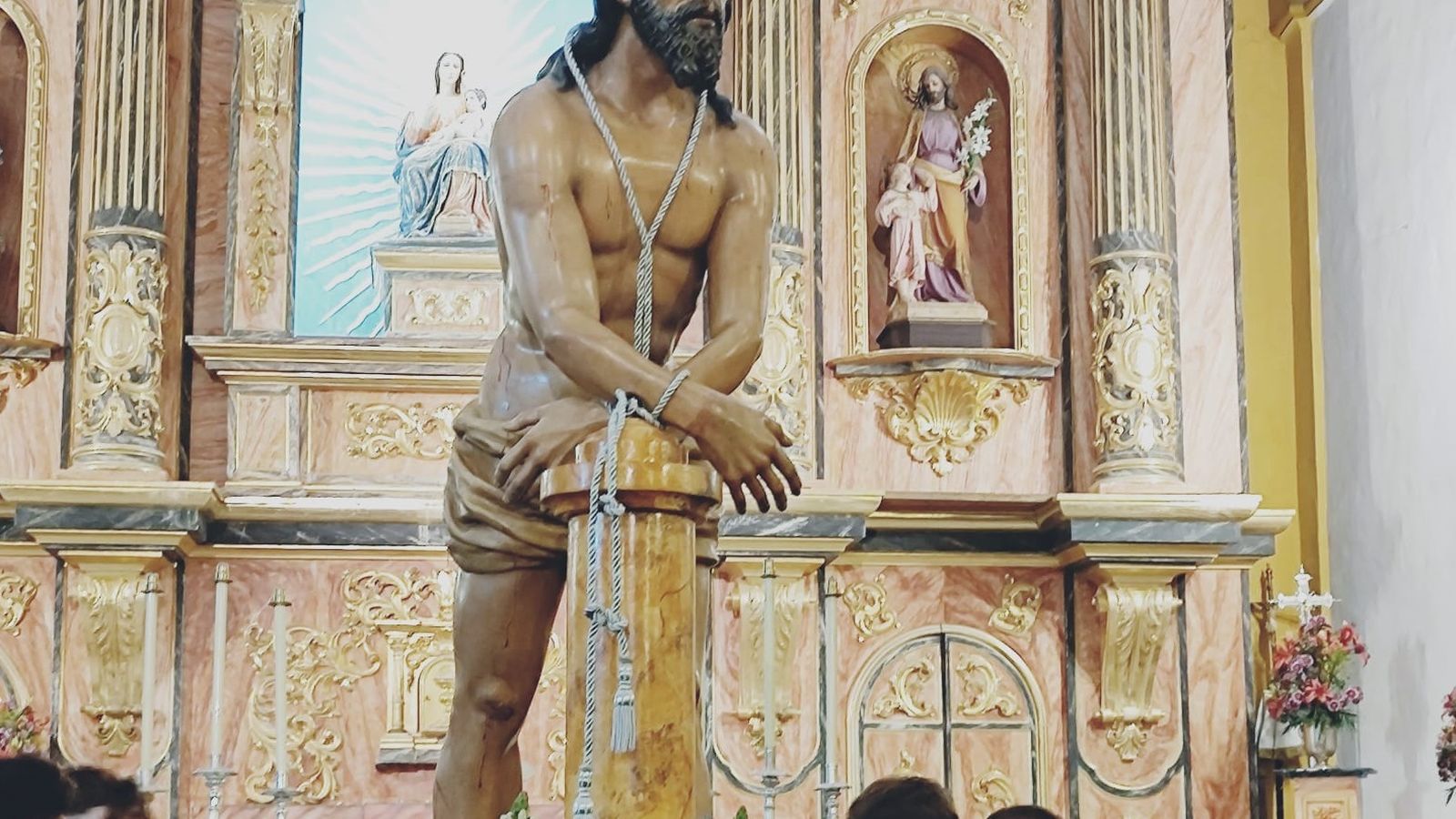 El Cristo atada a la columna de la Hermandad del Santísimo Sacramento y Santo Entierro de Cristo en El Cerro de Andévalo.