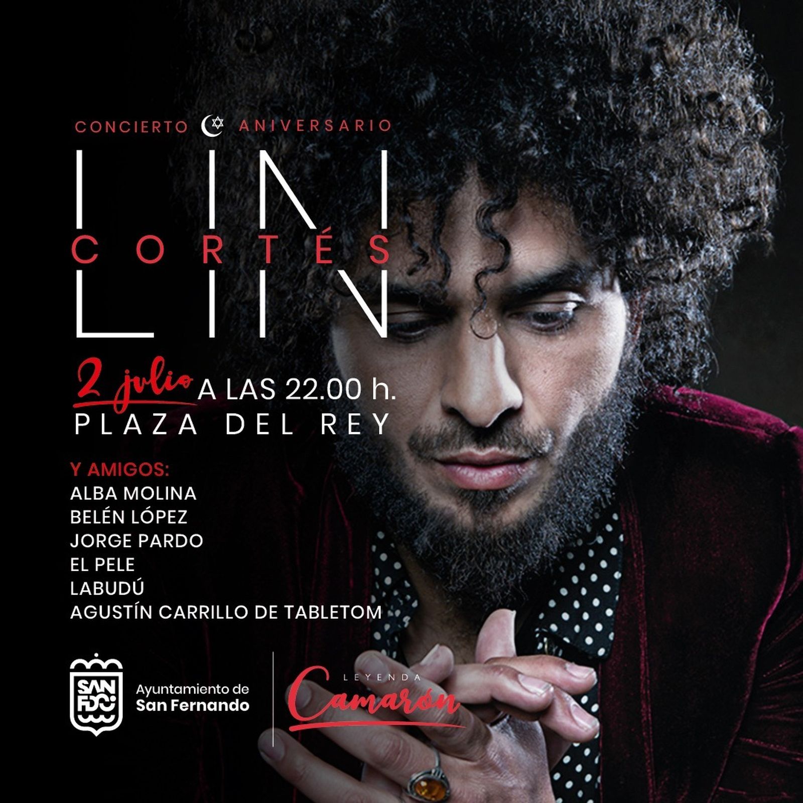 Cartel del concierto del 2 de julio en la Plaza del Rey.