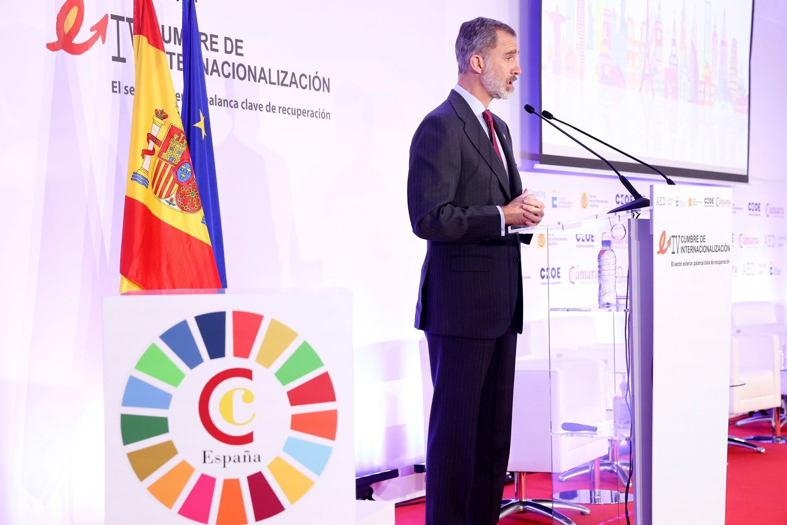 El rey Felipe VI durante un acto con empresarios el miércoles en Madrid.