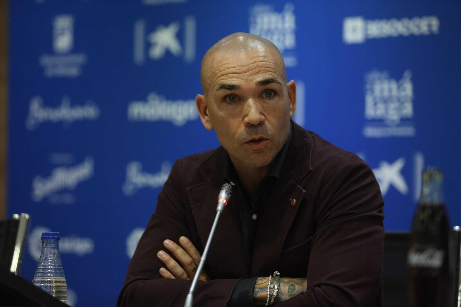 Manolo Gaspar, en la sala de prensa de La Rosaleda. Manolo Gaspar, en la sala de prensa de La Rosaleda.