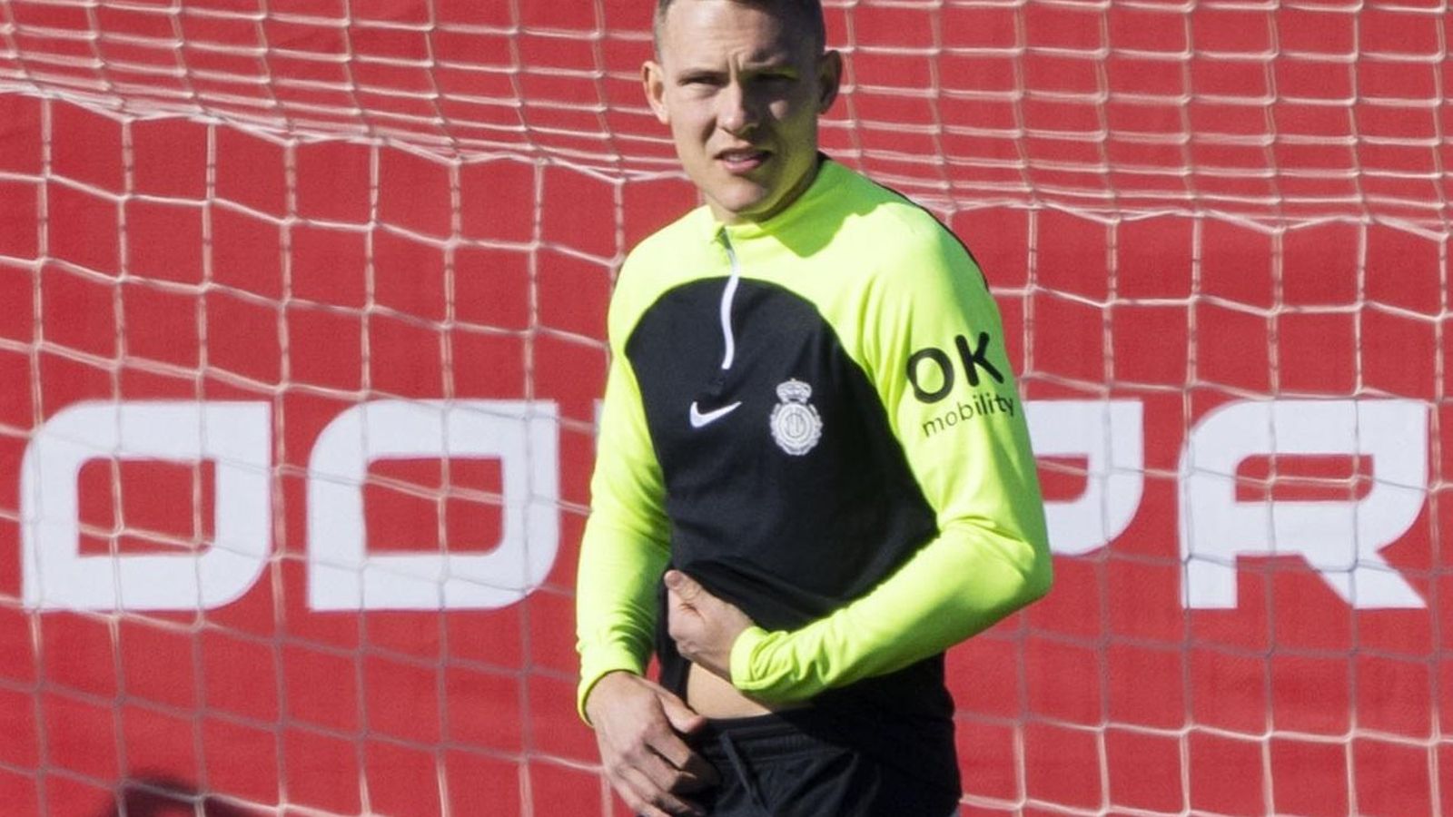 Augustinsson, en un entrenamiento del Mallorca.