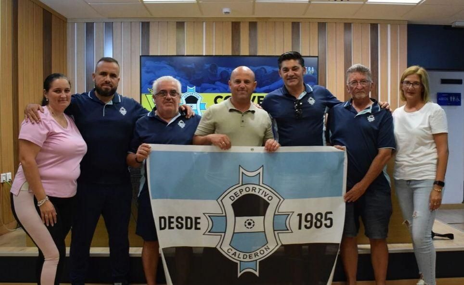 Directivos del Calderón, en su visita al Cádiz CF