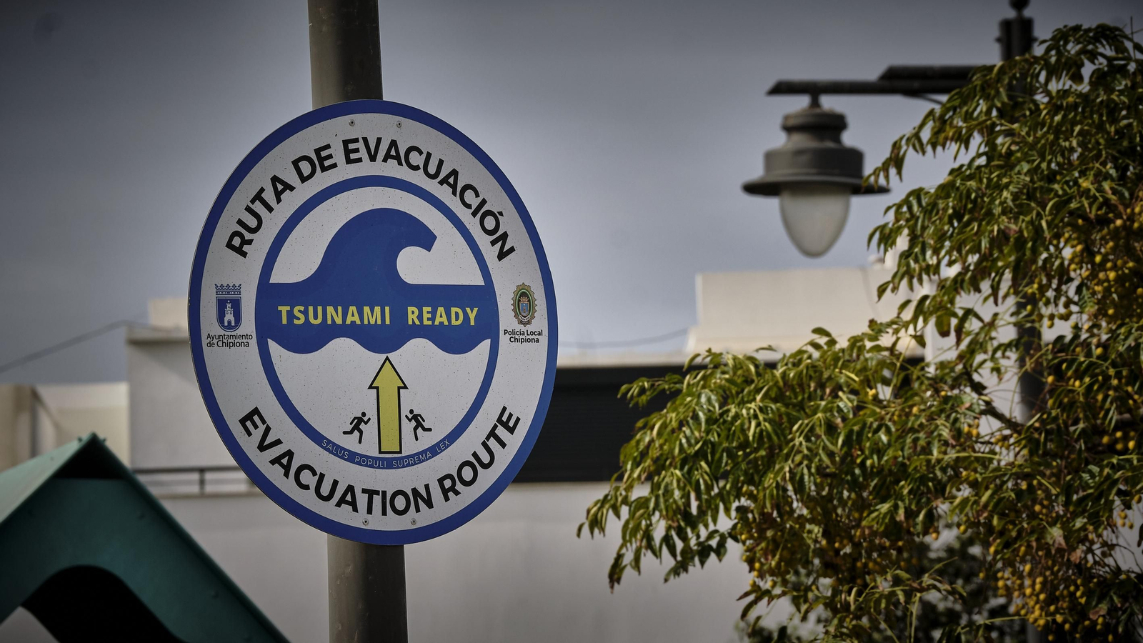Señalética de vias de escape en caso de tsunami en Chipiona