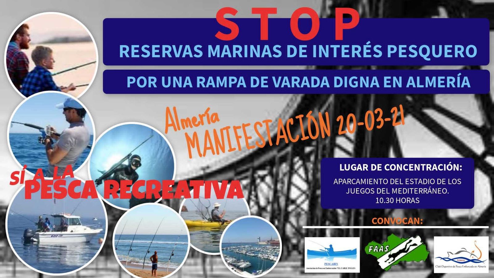 Por una rampa de varada para embarcaciones deportivas digna en Almería y rechazo a las reservas marinas de interés pesquero para uso exclusivo de la pesca profesional.