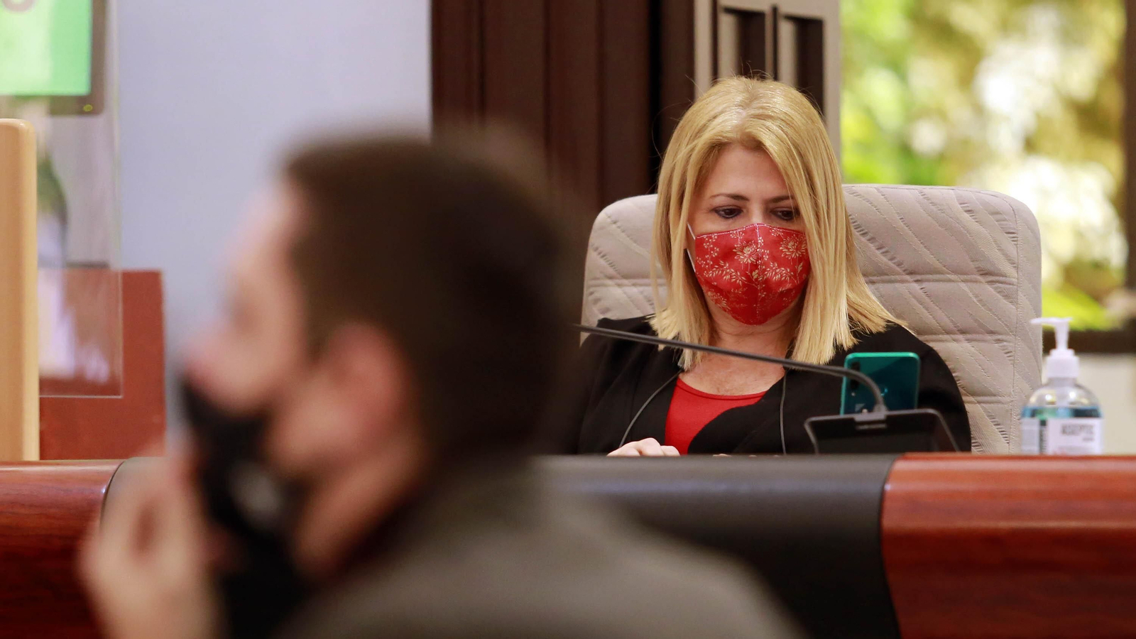 La alcaldesa, Mamen Sánchez, durante el pleno celebrado a mediados de este mes.