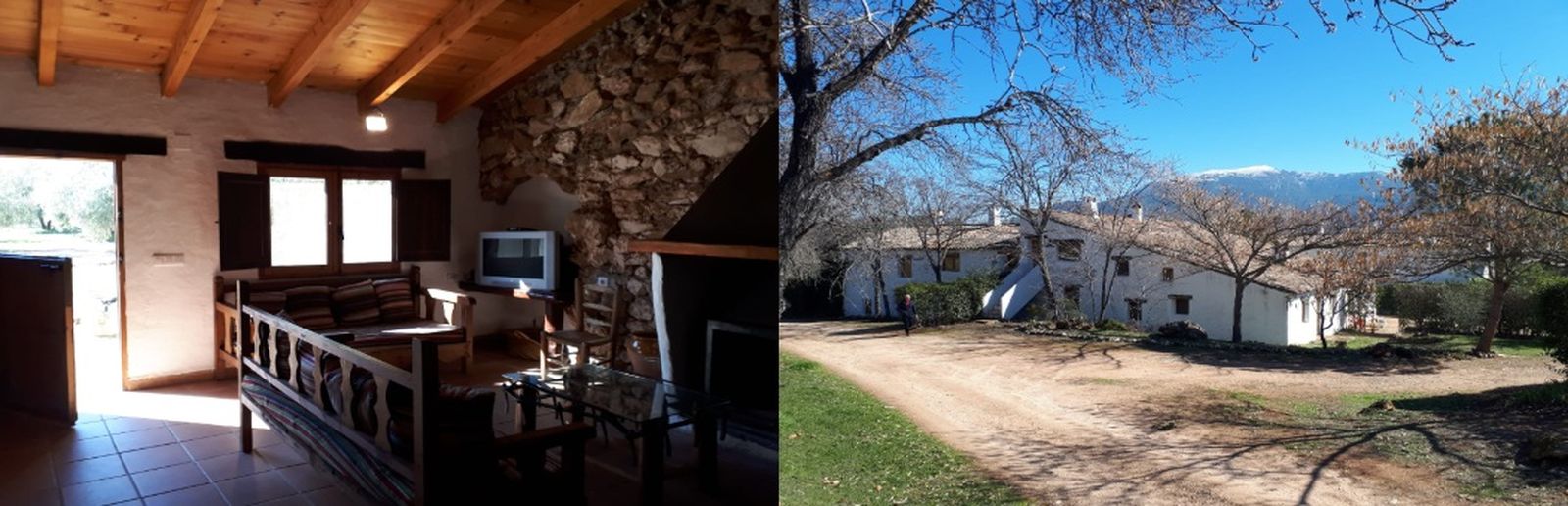 Interior y exteriro de una de las viviendas del cortijo.