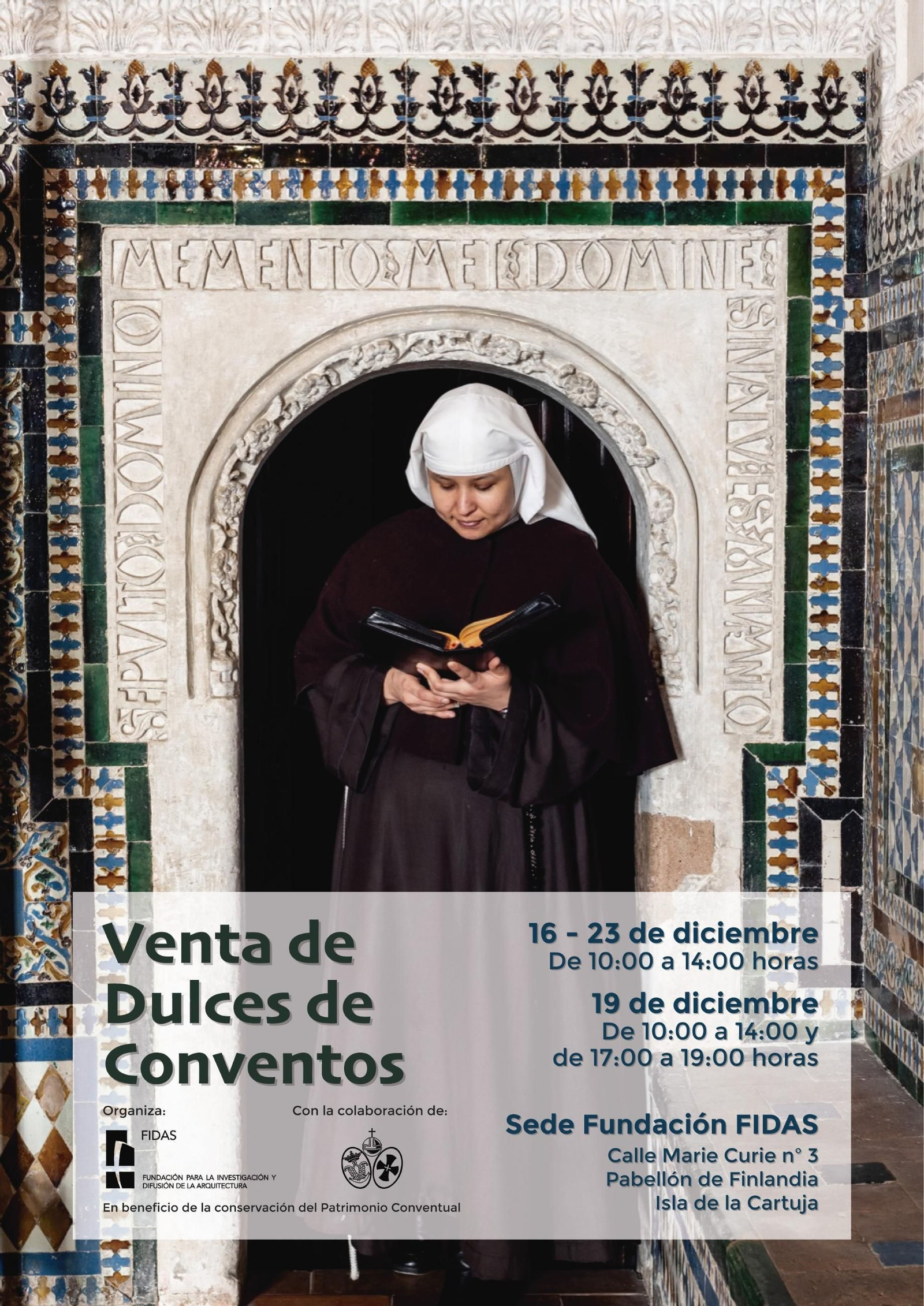 Cartel de la venta de dulces de conventos en la Fundación Fidas.