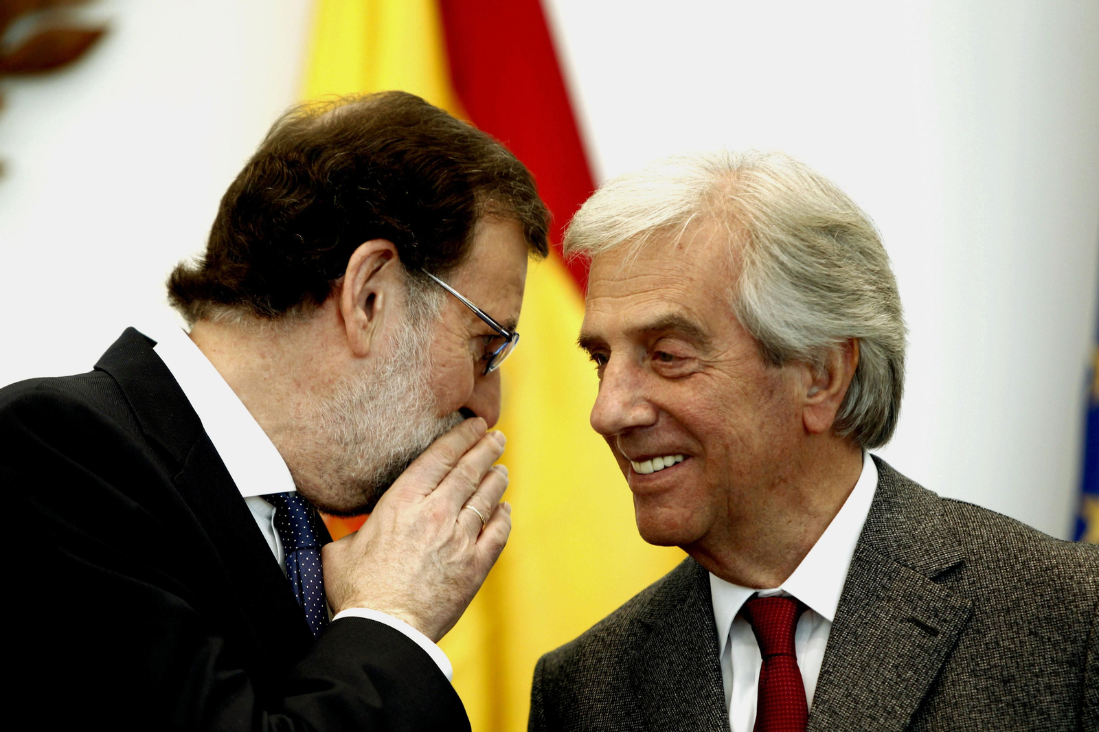 Mariano Rajoy , junto al presidente de Uruguay, Tabaré Vázquez.