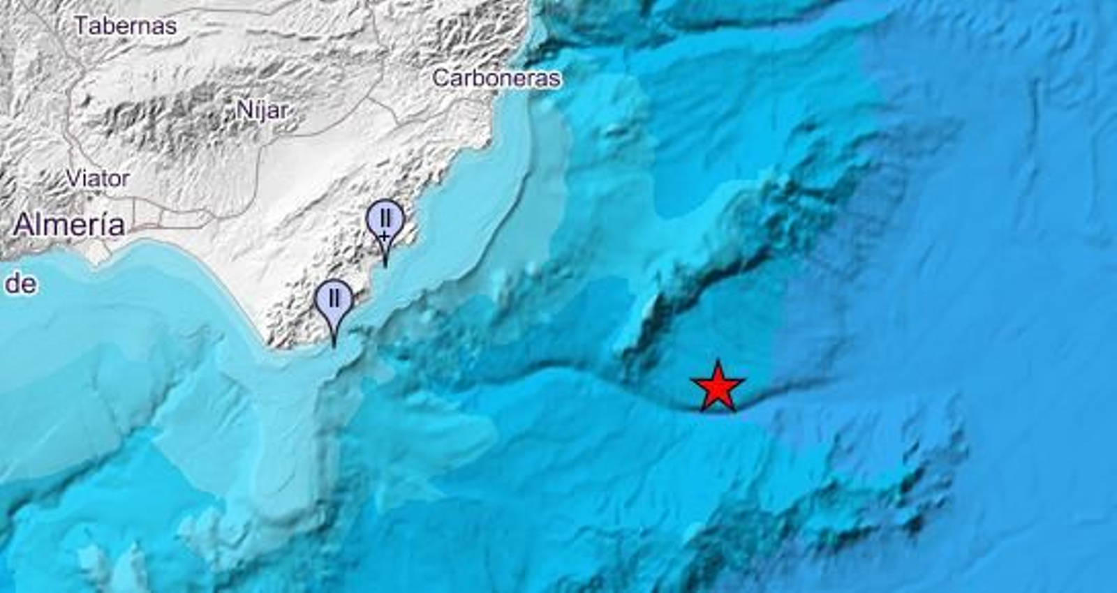 Terremoto registrado este sábado en el mar de Alborán.