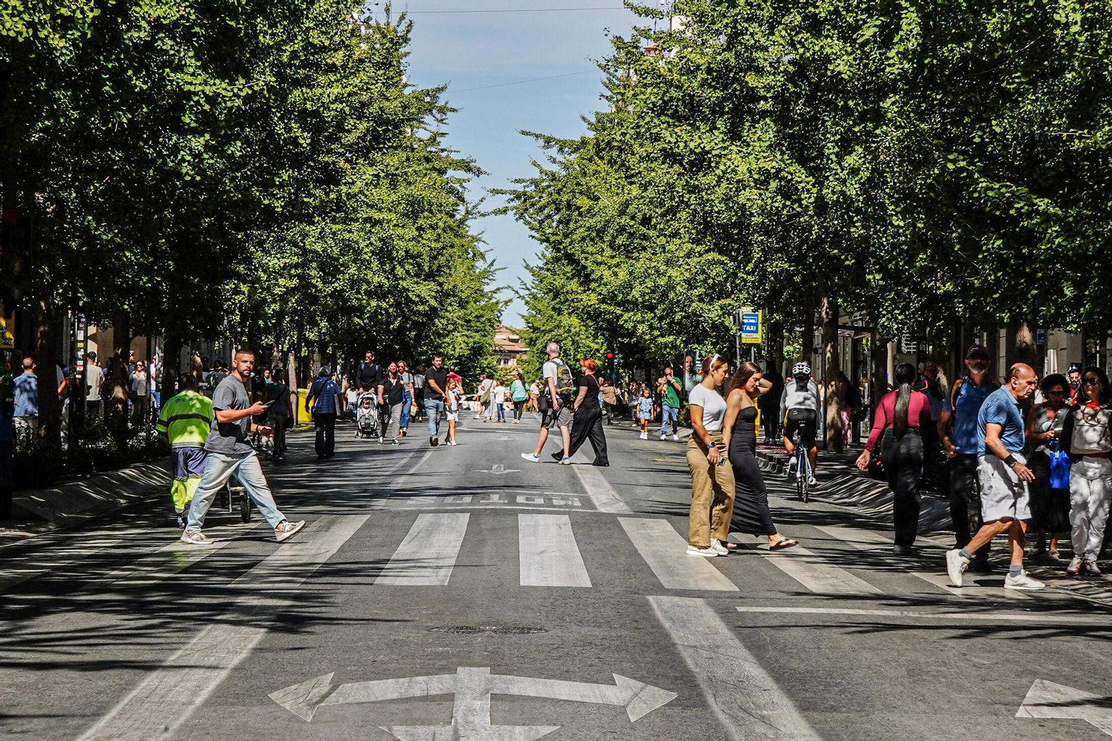 Gran Vía sin tráfico la semana pasada.