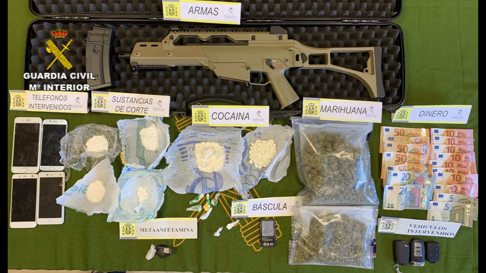 Material intervenido por la Guardia Civil en Pozoblanco.