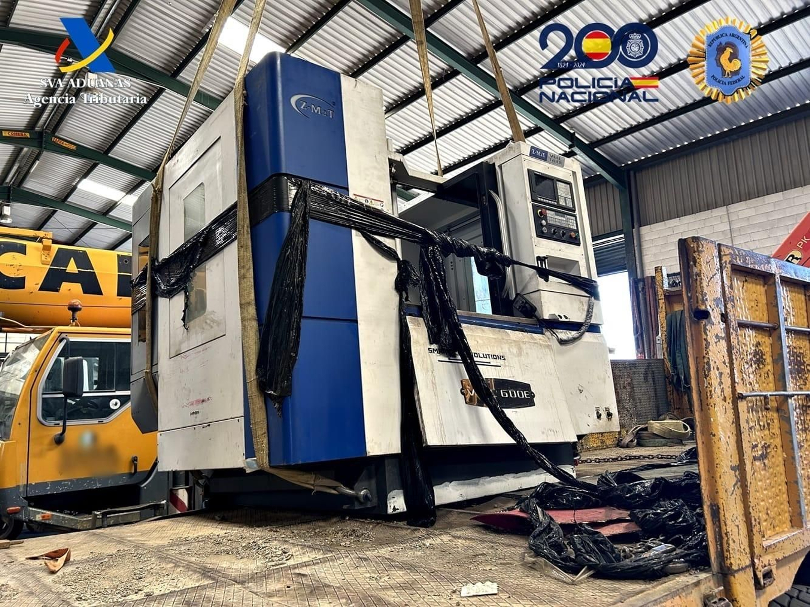 La máquina en la que se ocultaba la cocaína intervenida.