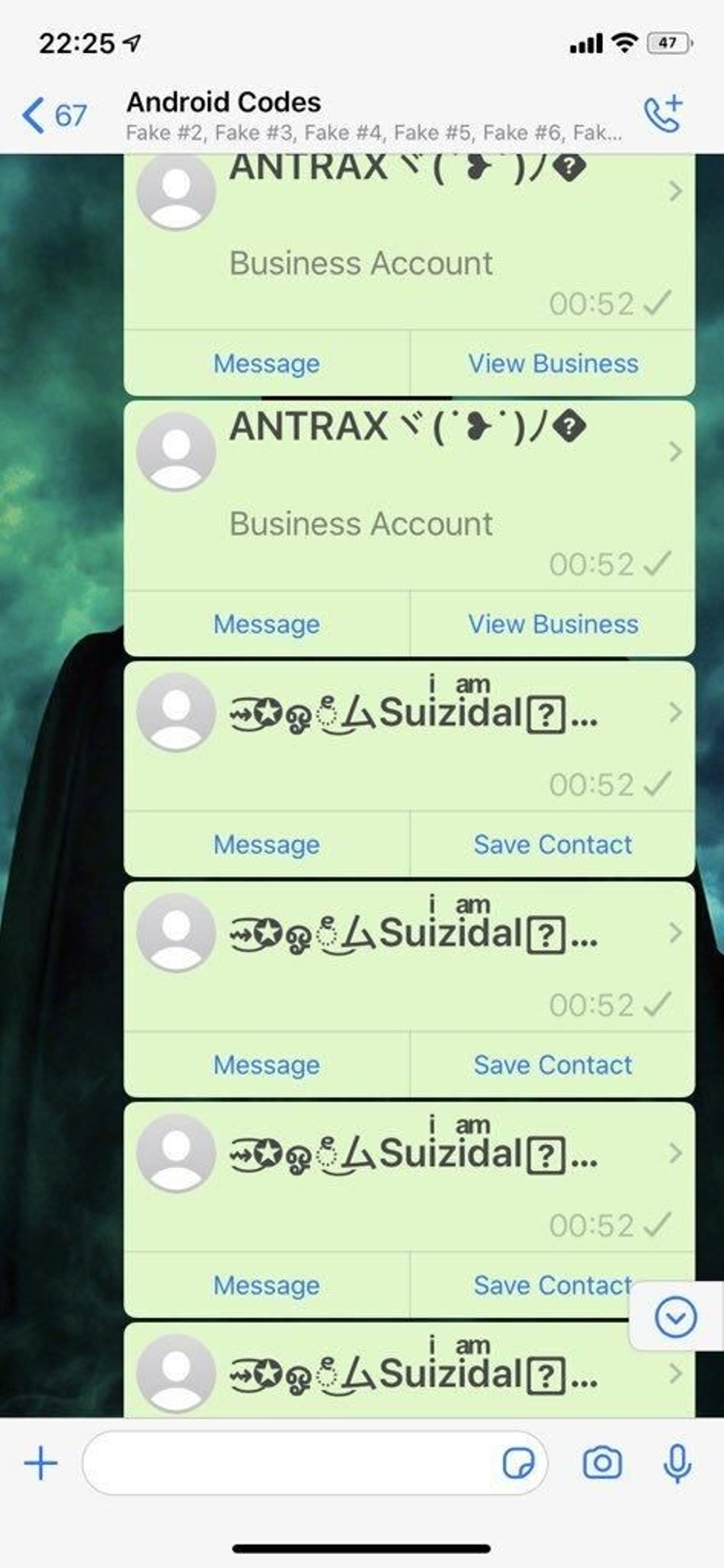 Ejemplo de "mensaje de miedo".