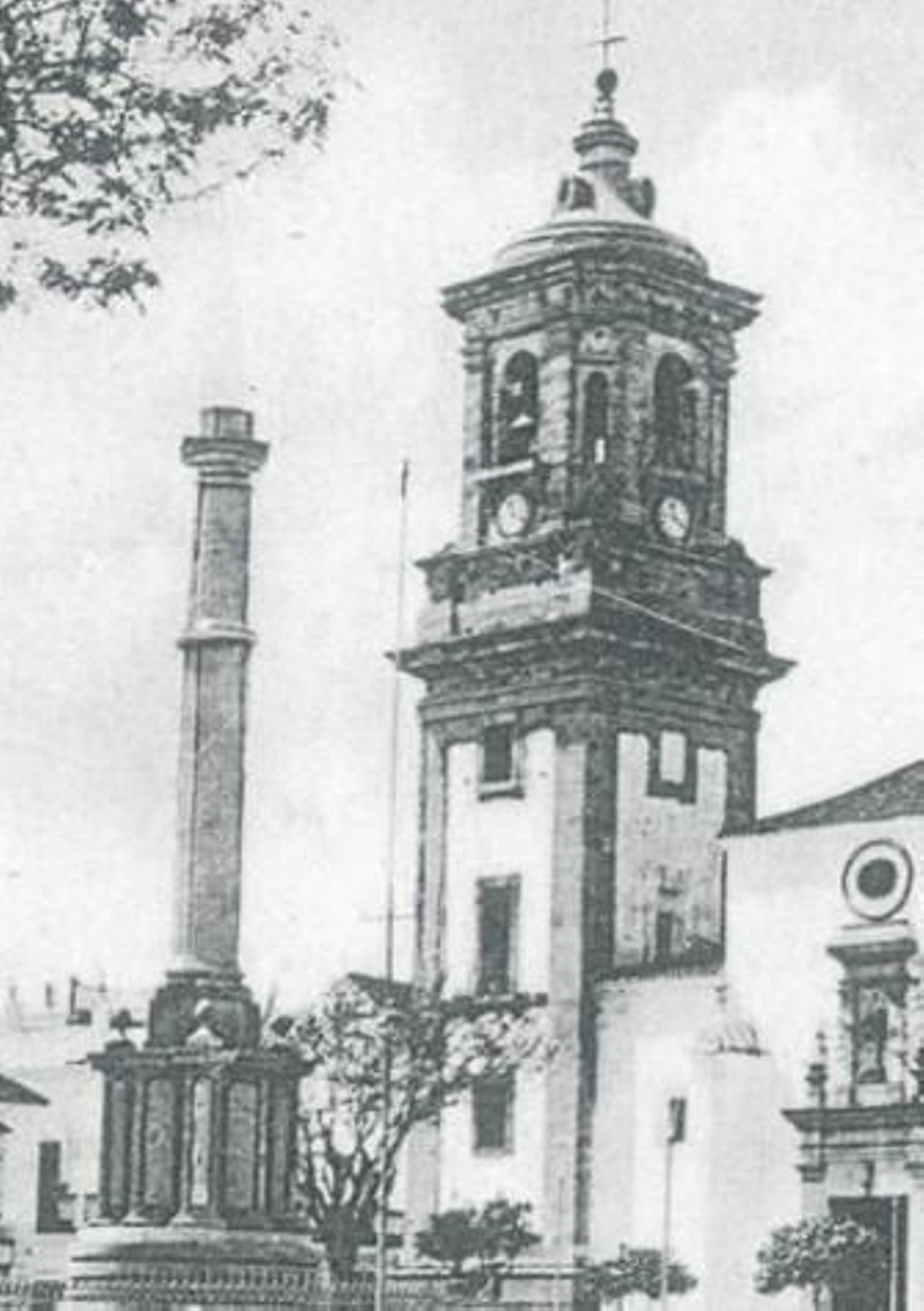 El obelisco y la torre de La Palma. El primero es obra de Cataños y la segunda fue respaldada por Terrero.
