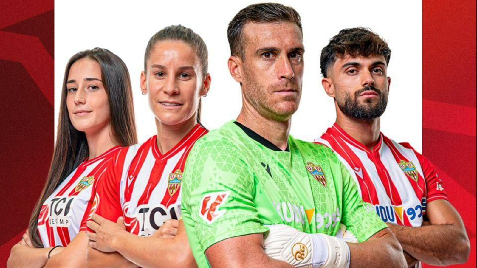 Los jugadores y jugadoras de la UD Almería que realizarán firmas por una acción solidaria.