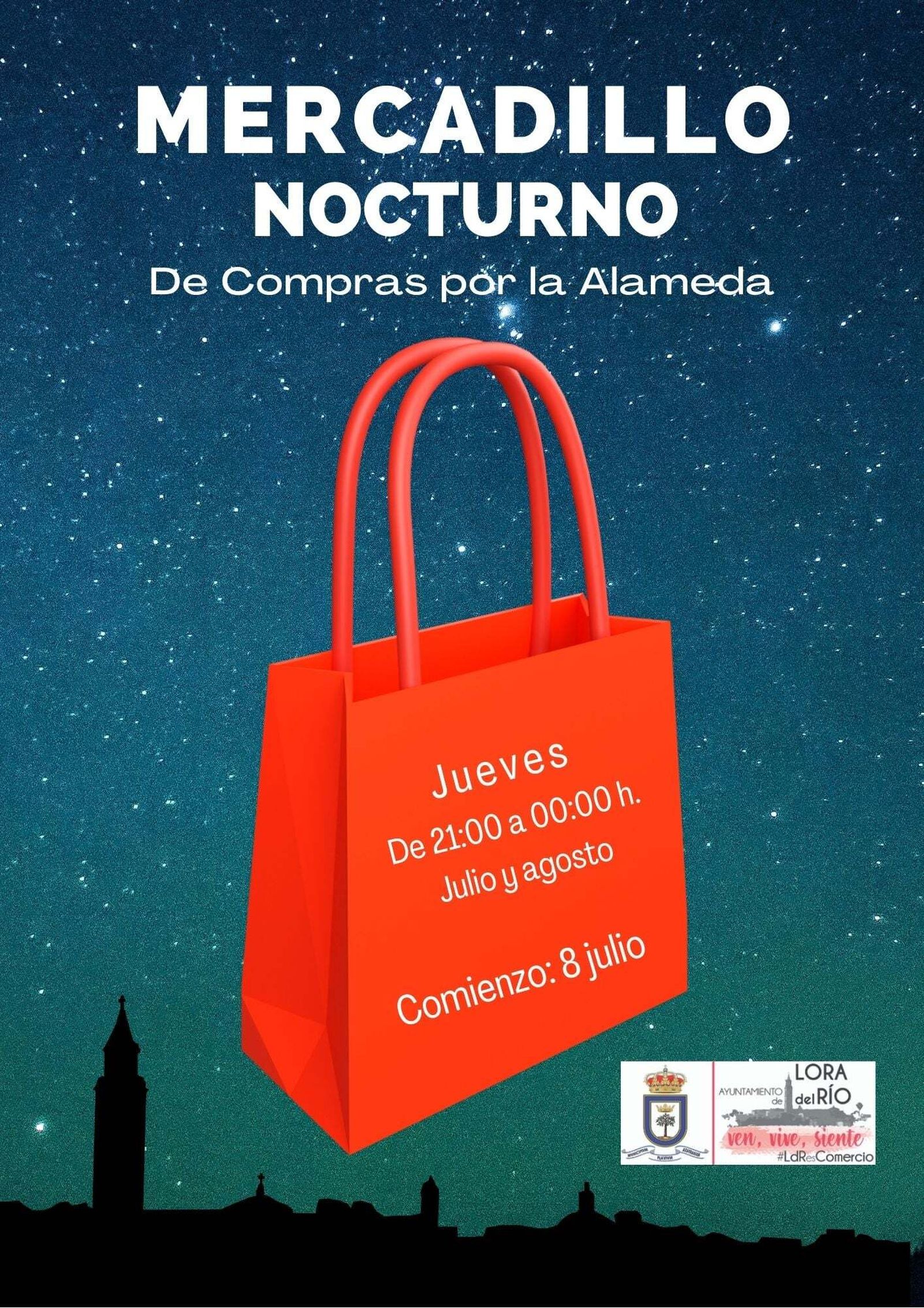 Cartel del mercadillo nocturno de Lora del Río