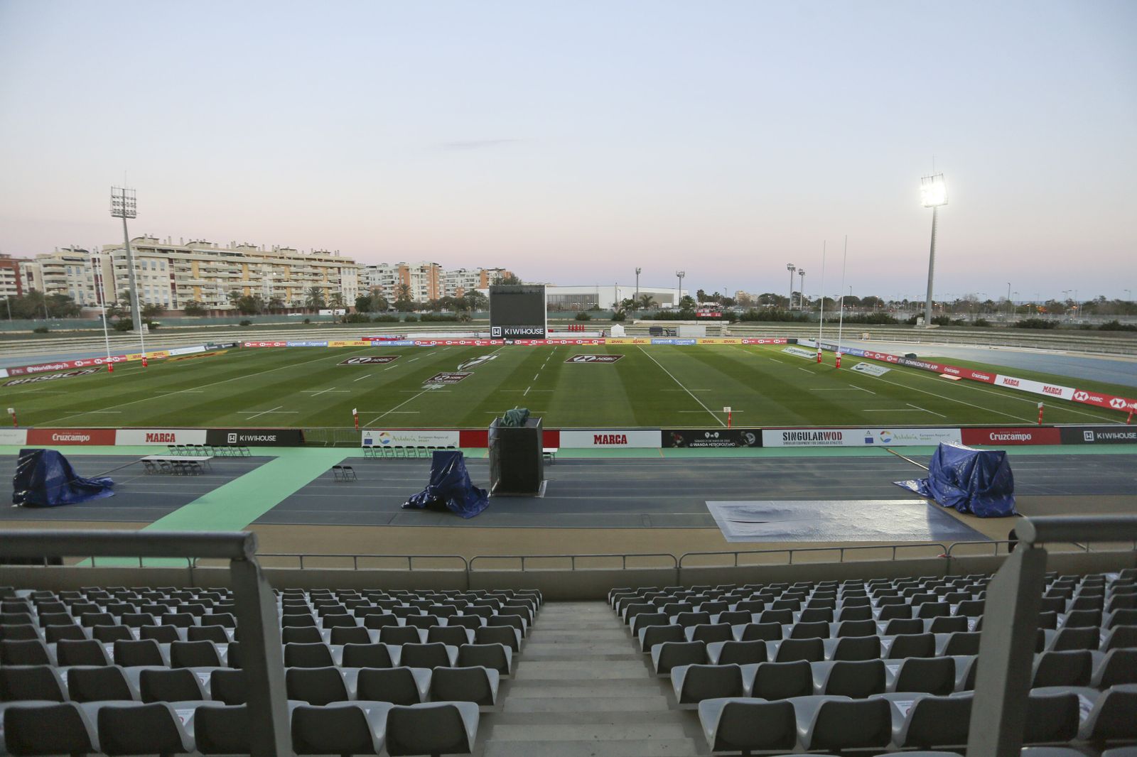 Los preparativo en el Ciudad de Málaga las HSBC World Rugby Sevens Series