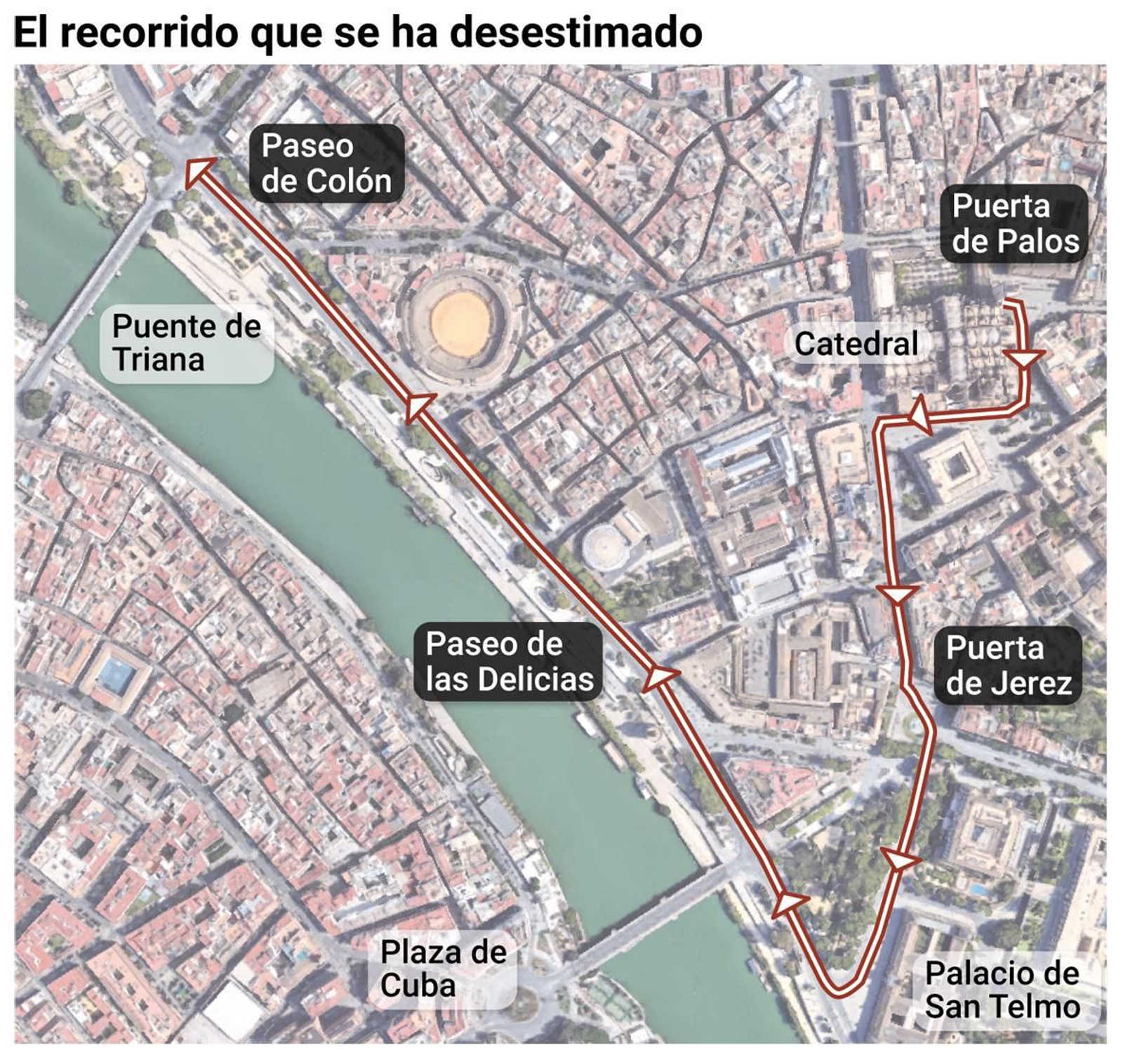 Mapa con el recorrido de la procesión magna que se ha rechazado