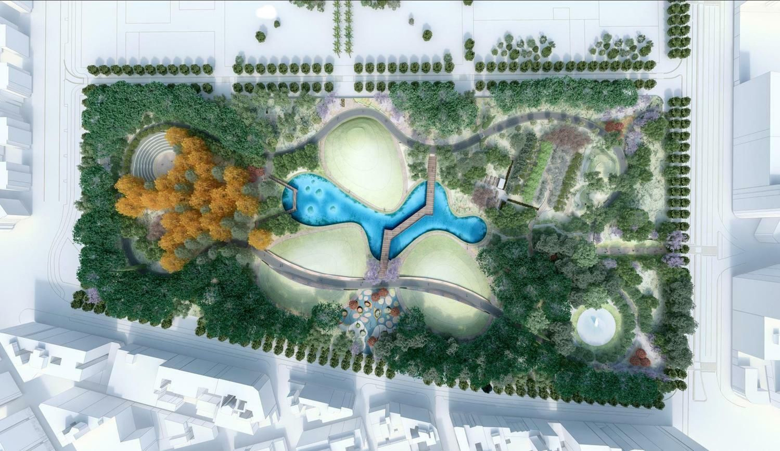 Infografía de la ordenación del parque en los suelos de Repsol.