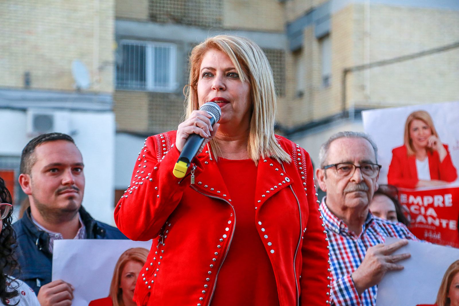 La alcaldesa Mamen Sánchez, durante el arranque de la campaña electoral.