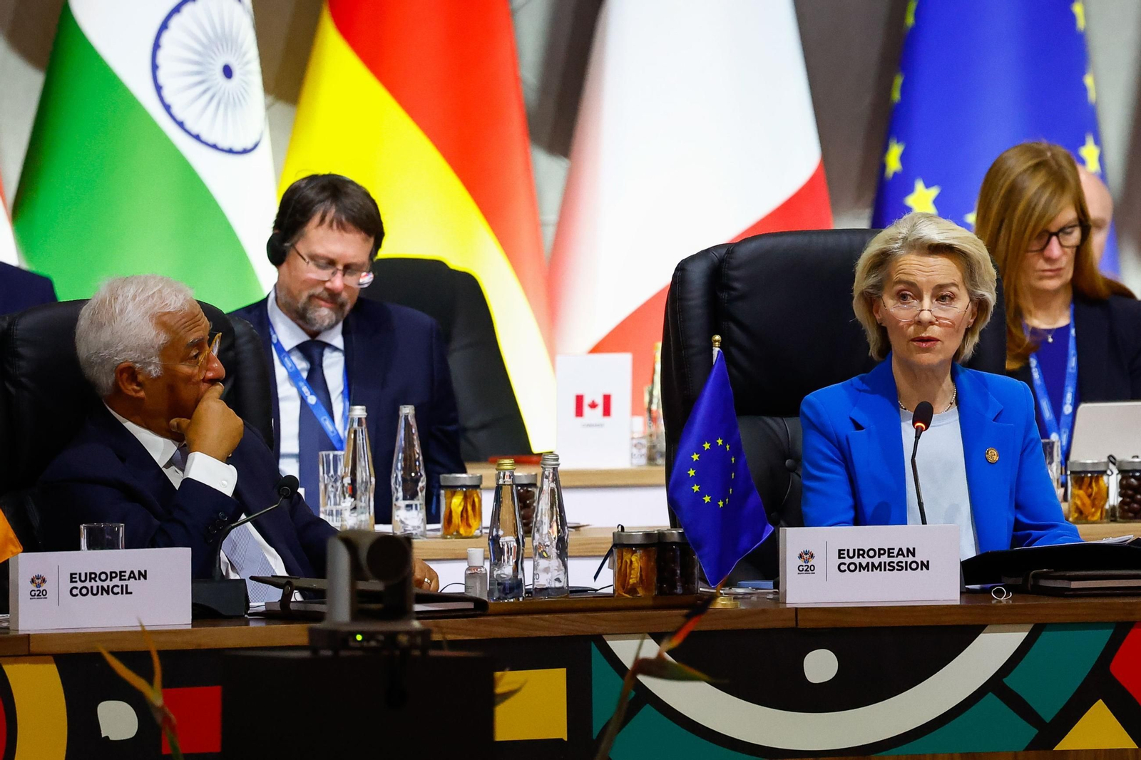 El presidente del Consejo de Europa, Antonio Costa, y la presidenta de la Comisión Europea, Ursula von der Leyen, en el G20 de Johannesburgo.