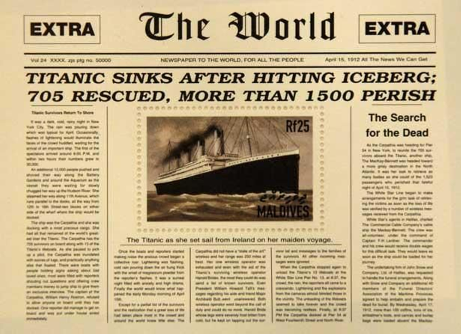 Sello de conmemoración por el aniversario del hundimiento del 'Titanic'.  Foto: Reuters