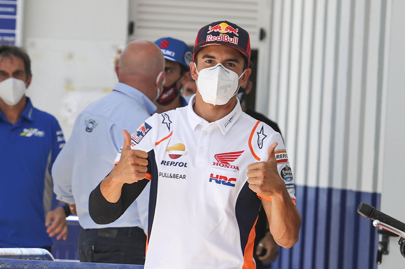 Marc Márquez, tras recibir el OK en el examen médico en el Circuito de Jerez. Marc Márquez, tras recibir el OK en el examen médico en el Circuito de Jerez.