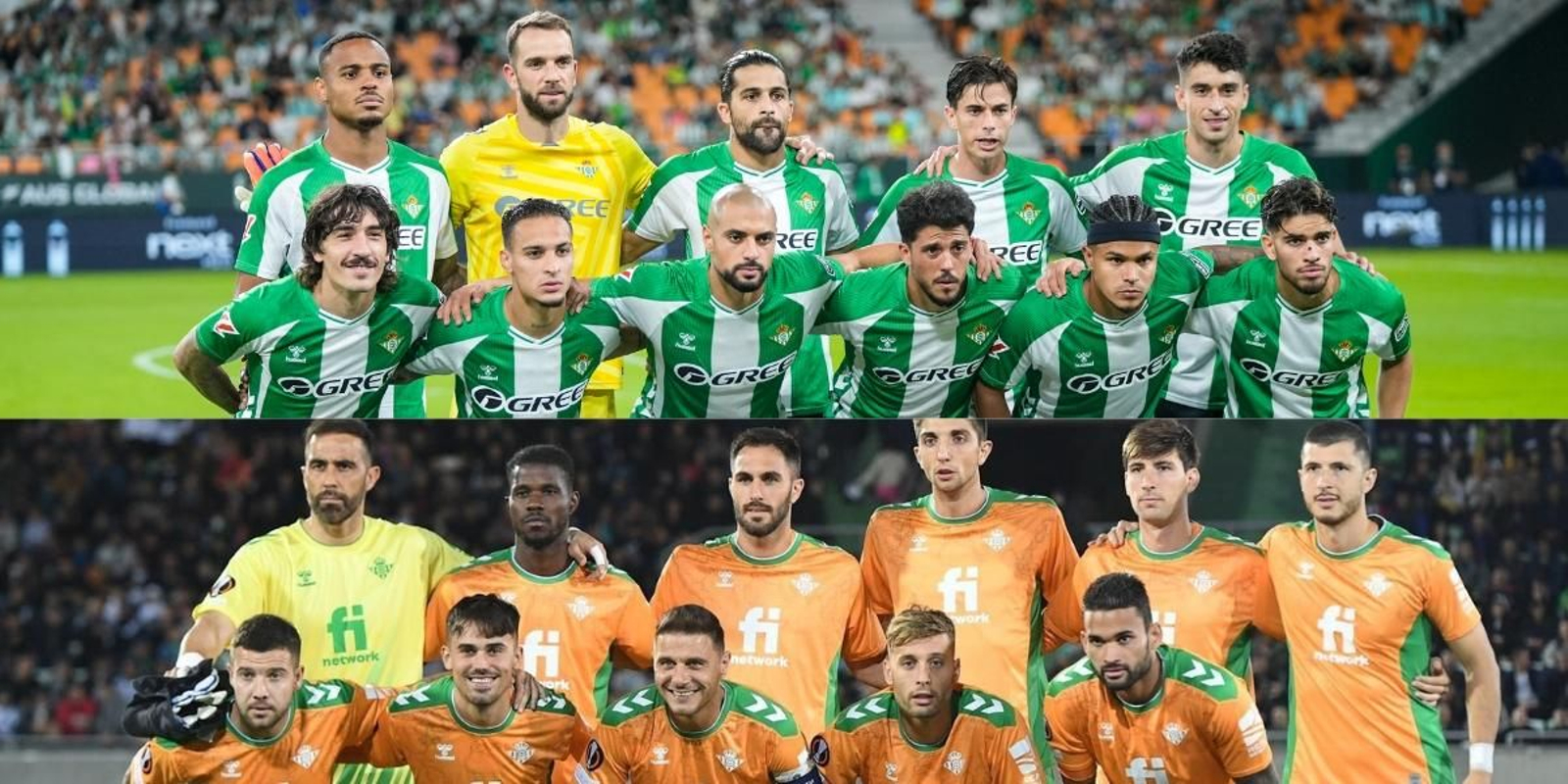 Los onces del Betis en 2022 y 2025 respectivamente