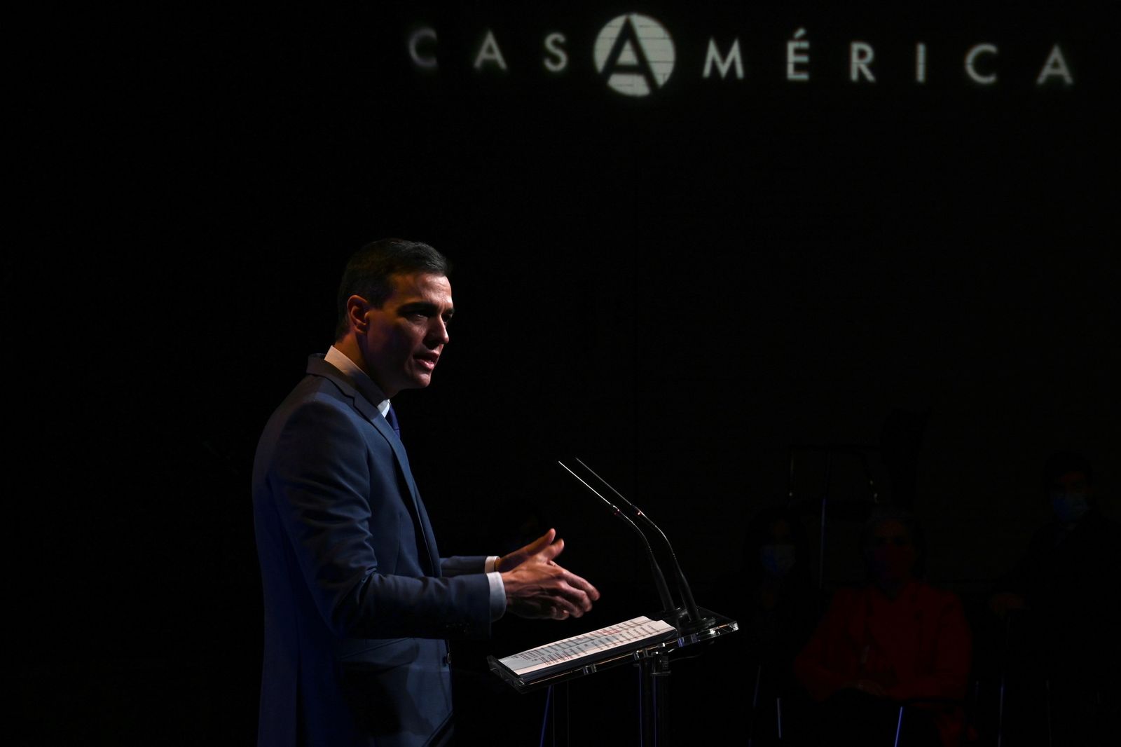 Pedro Sánchez, durante su intervención ayer en la Conferencia de Embajadores.