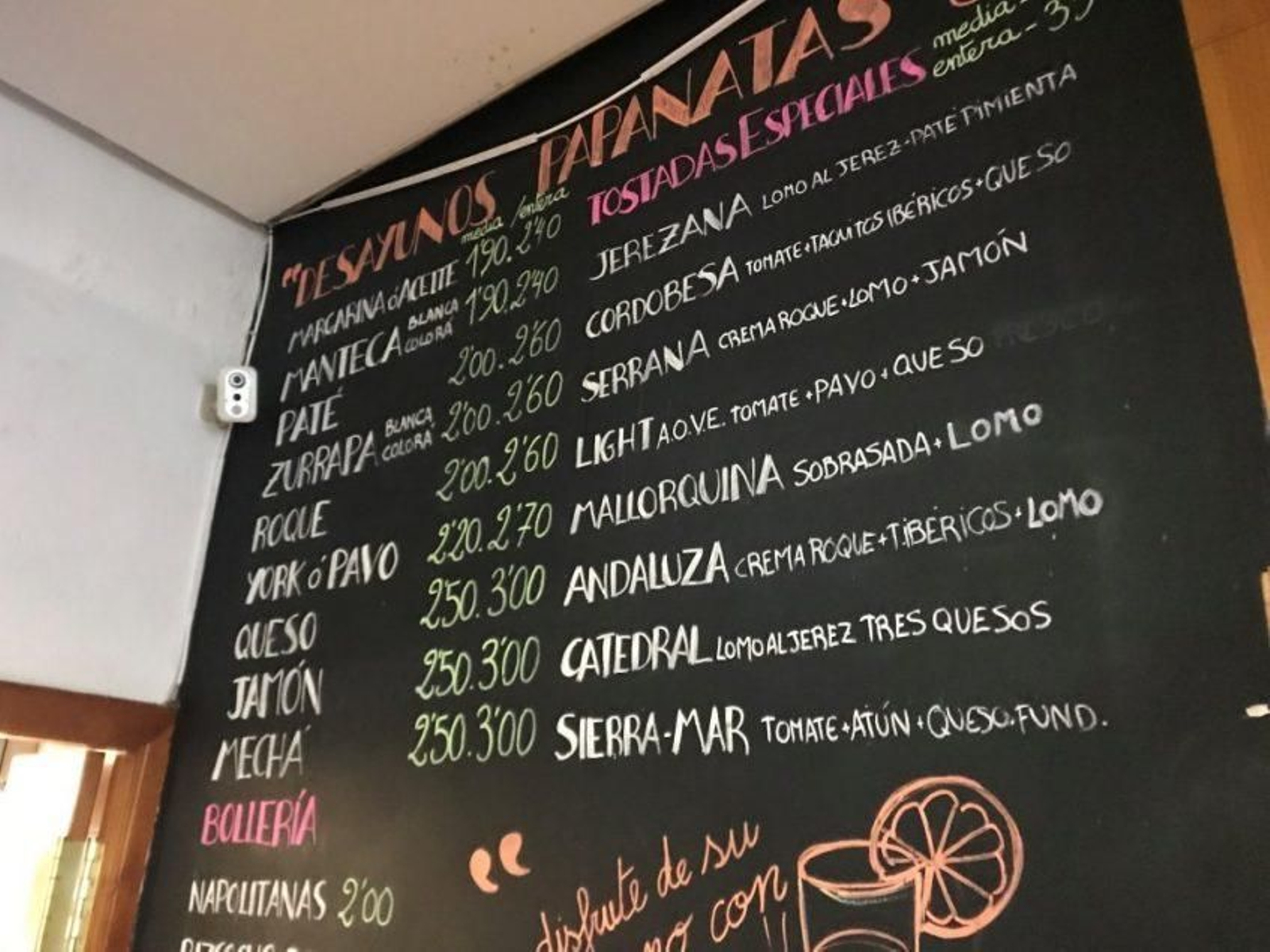 La carta de desayunos de Papanatas