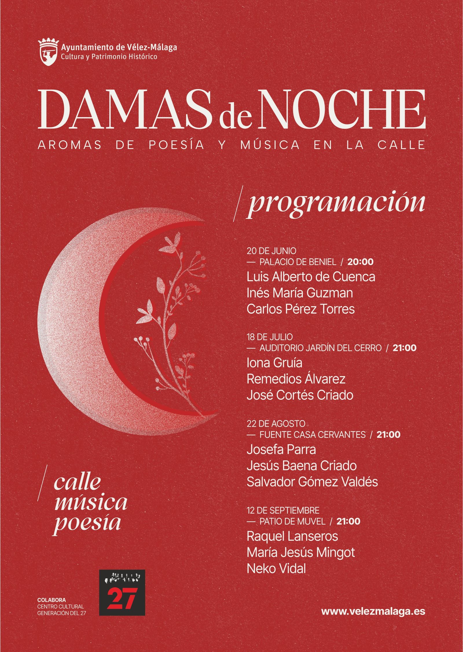 Cartel del ciclo de poesía 'Damas de Noche'