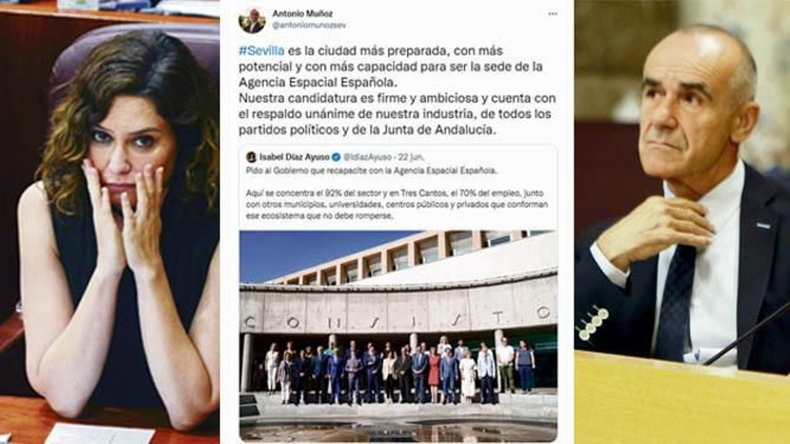 La respuesta de Muñoz a Ayuso fue en la red social Twitter.