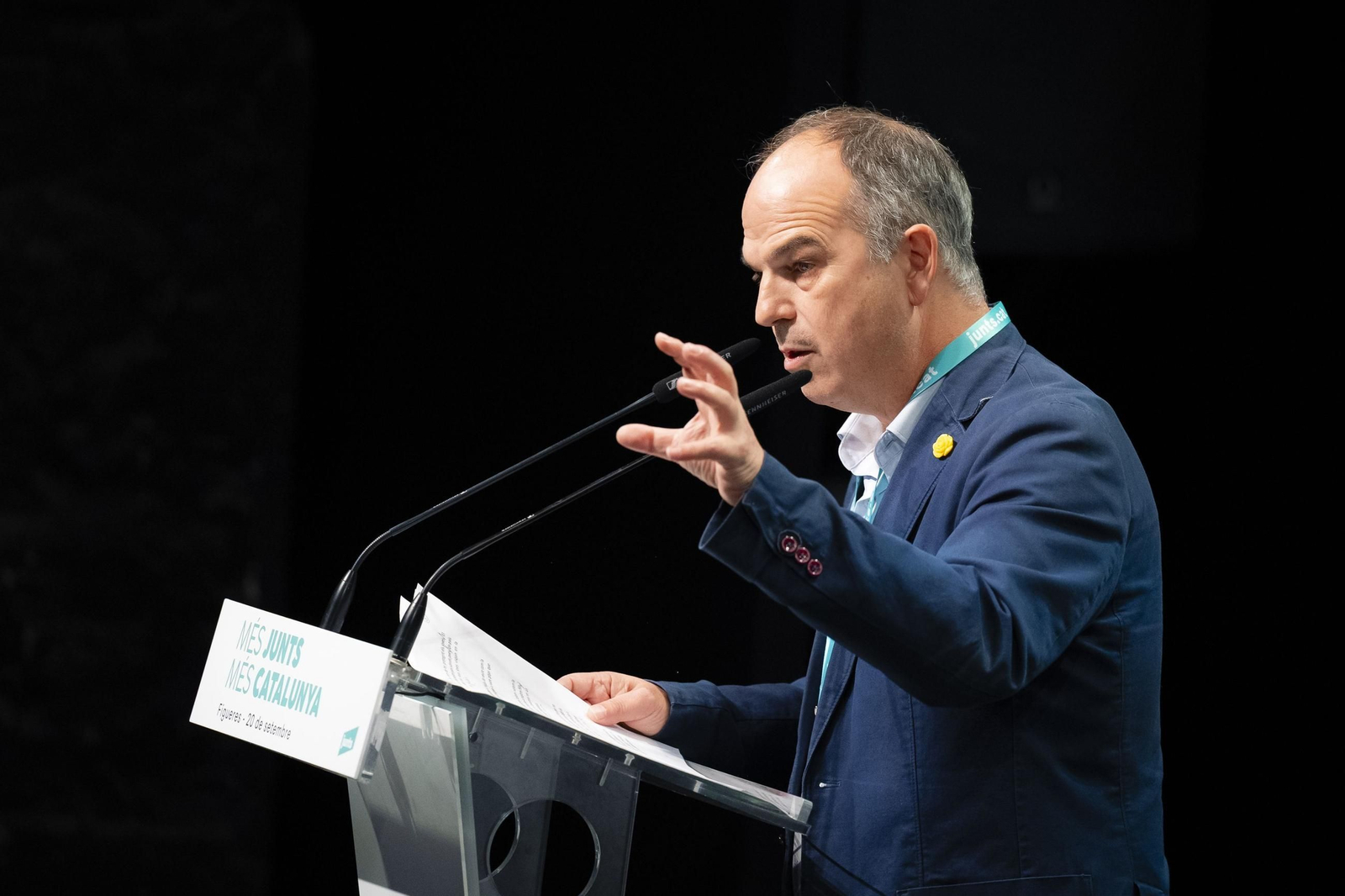 El secretario general de Junts, Jordi Turull, en Figueras (Gerona), este sábado.