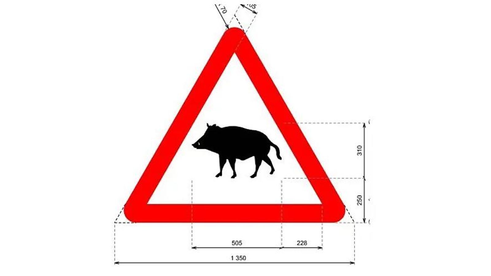 Peligro por la proximidad de un lugar donde frecuentemente la vía puede ser atravesada por animales en libertad. SEÑAL P-24a