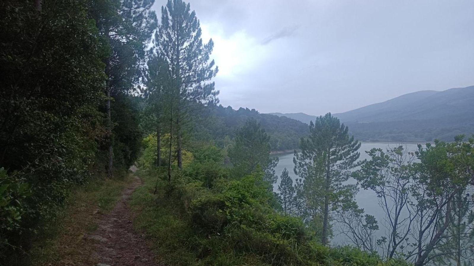 Camino junto al Embalse de Ordunte.