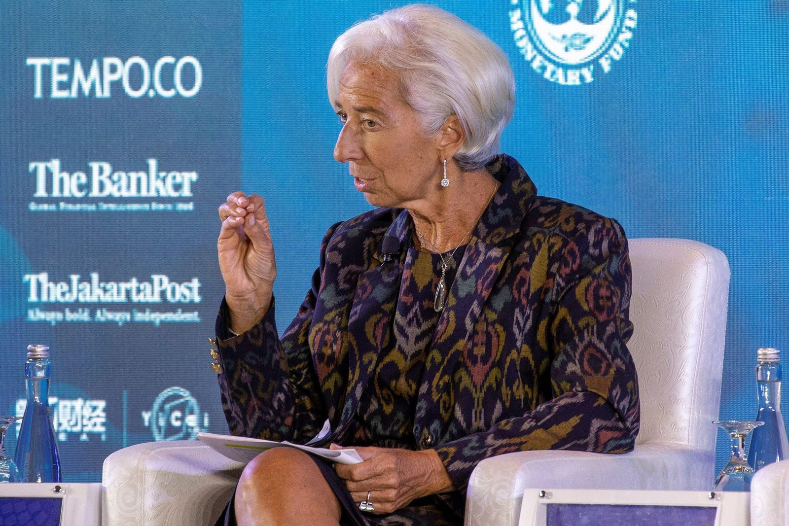 Crhristine Lagarde, directora-gerente del FMI, ayer en Indonesia