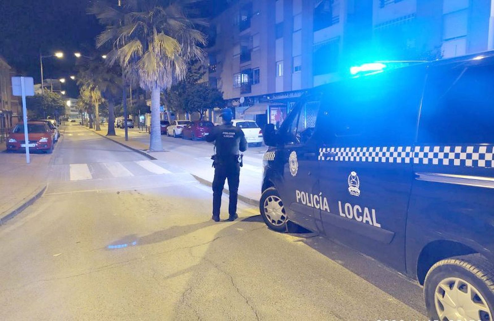 Control nocturno de la Policía Local de Puente Genil.