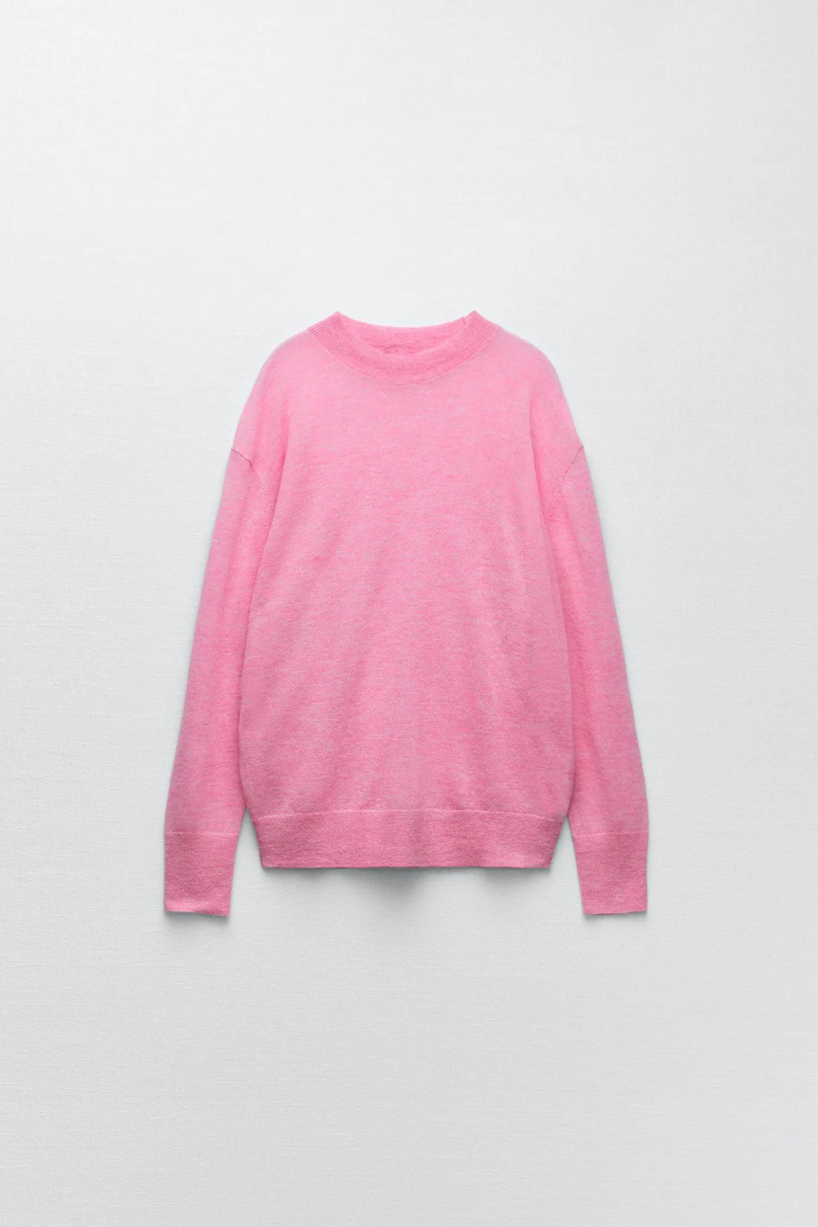 Jersey rosa de lana de alpaca de Zara.