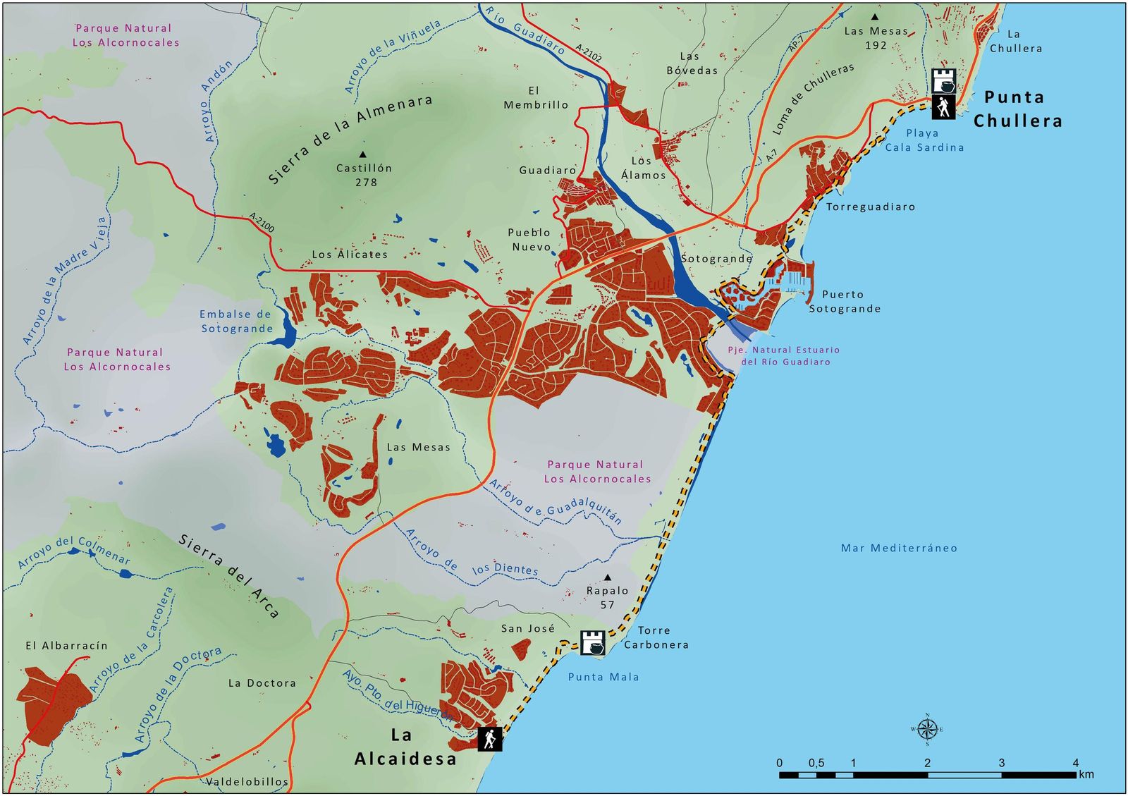 Mapa Punta Chullera-La Alcaidesa.