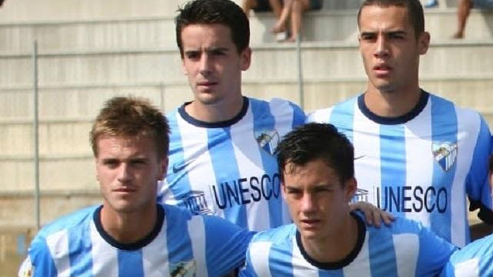Rafa de Vicente, Mosquera, Ernesto y Juanpi, en el Atlético Malagueño.
