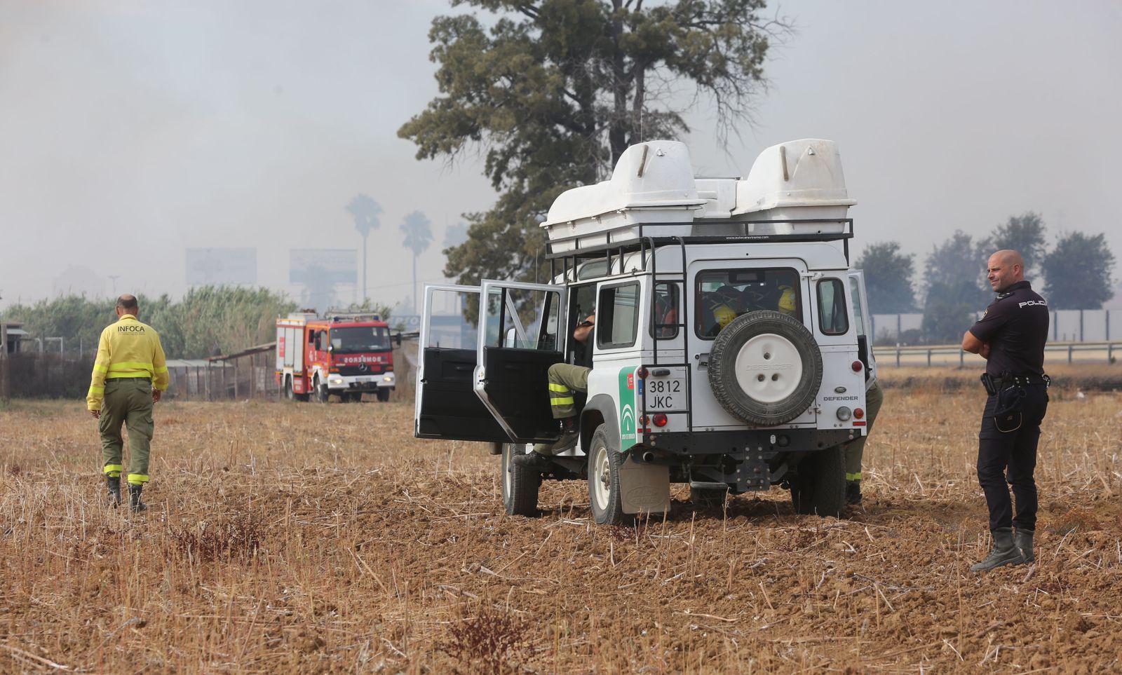 Imágenes del incendio declarado en marismas del Odiel