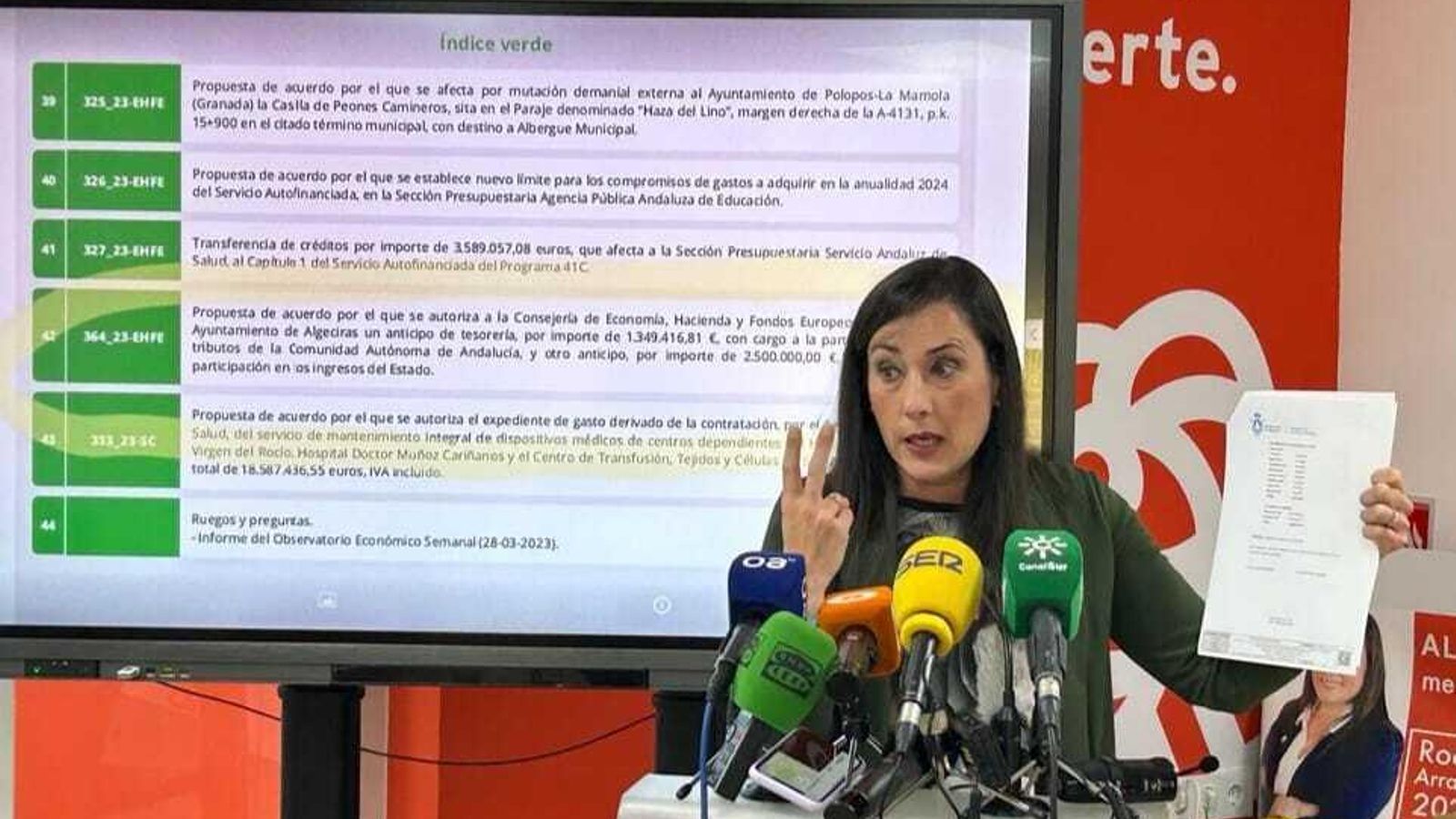 Rocío Arrabal durante la rueda de prensa celebrada este miércoles en la sede del PSOE. Rocío Arrabal durante la rueda de prensa celebrada este miércoles en la sede del PSOE.
