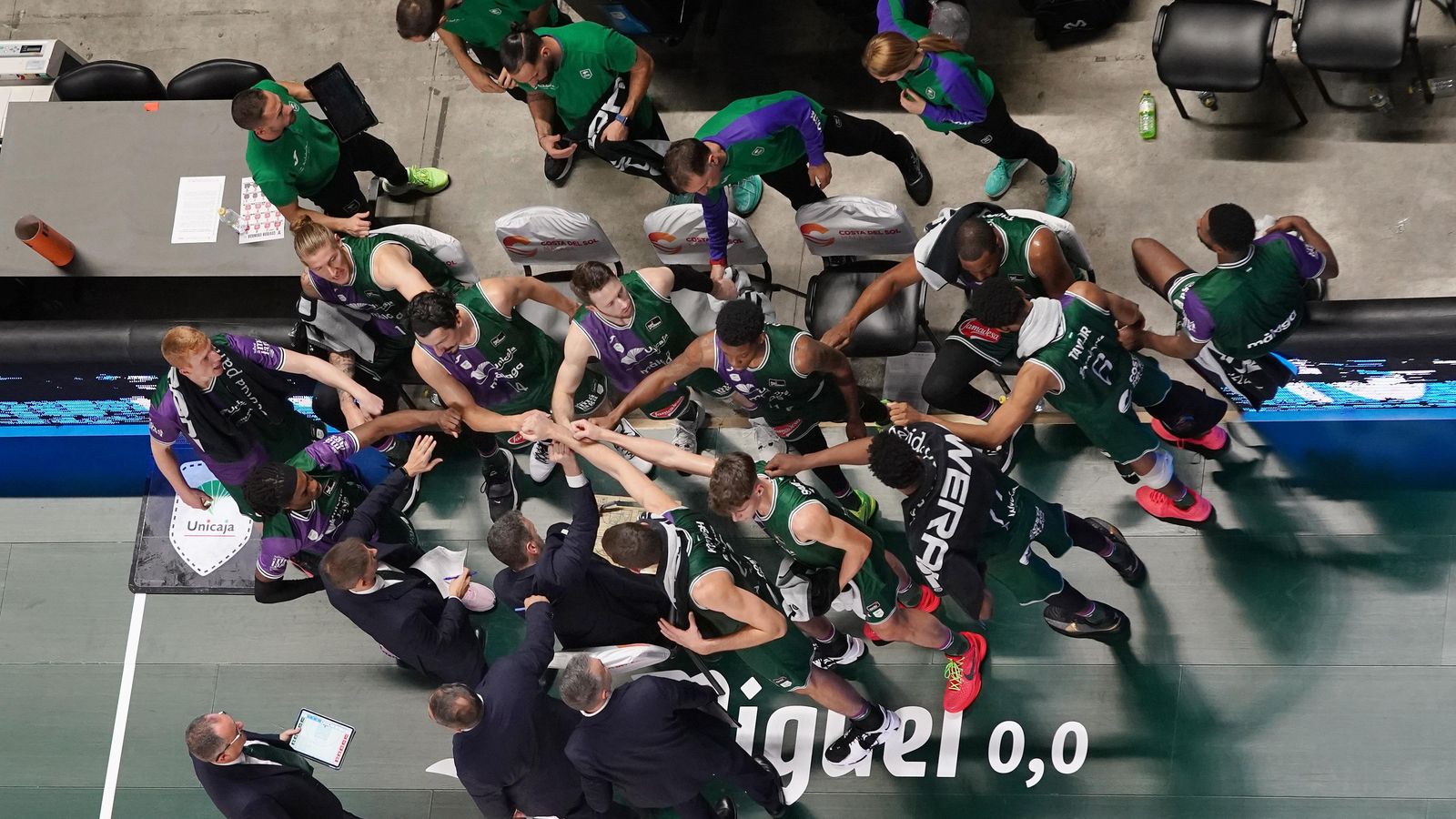 El Unicaja, durante un tiempo muerto