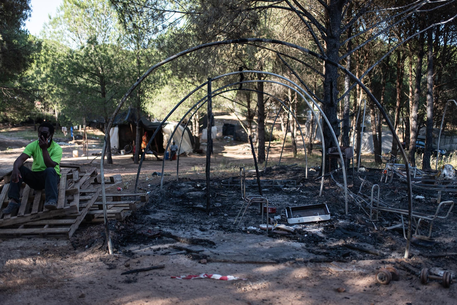 Imágenes del incendio en el poblado chabolista de Lucena del Puerto
