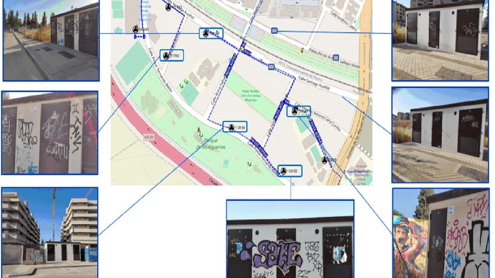 Ubicación de los transformadores dentro del proyecto de arte urbano.