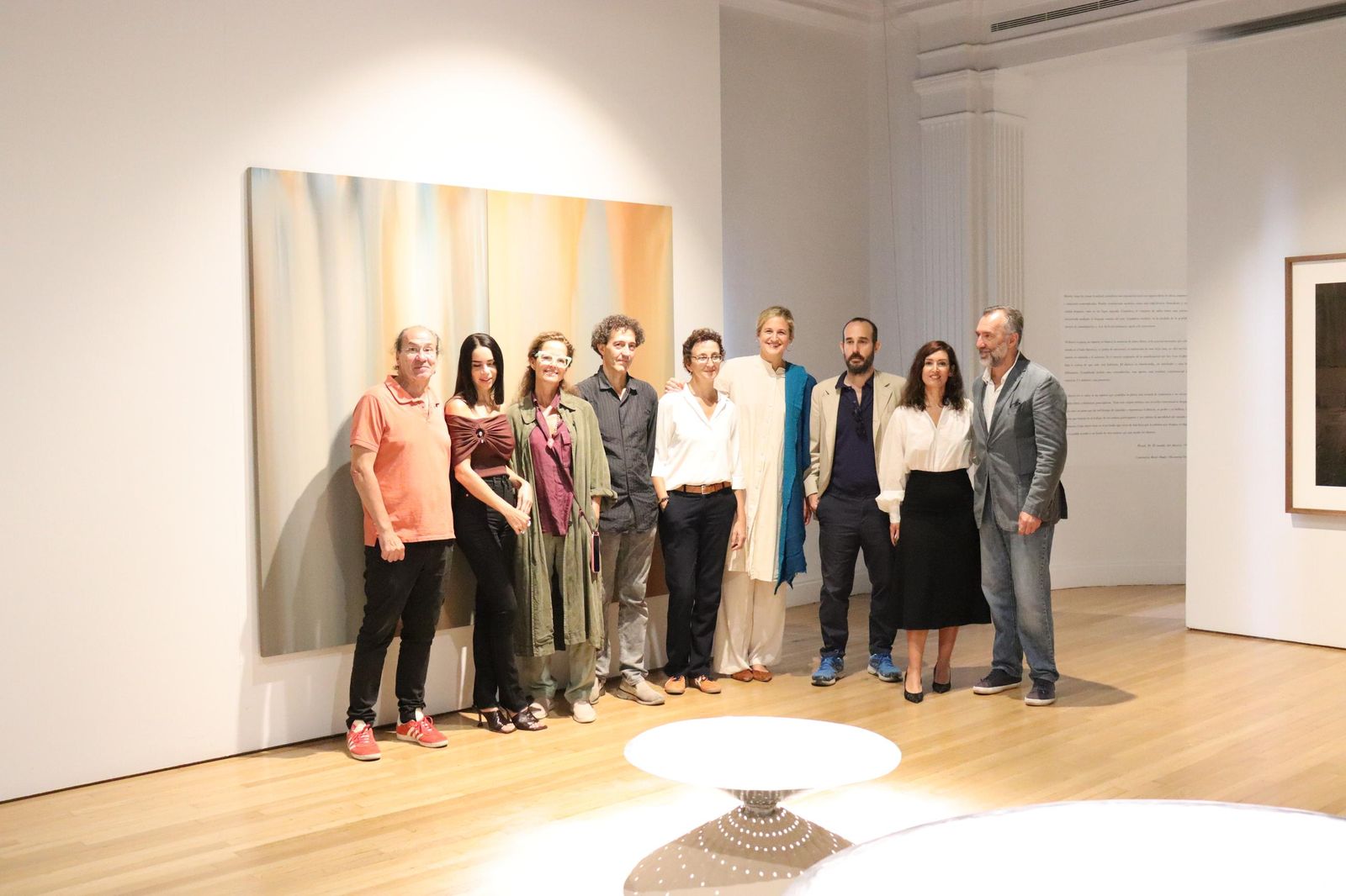 Artistas y comisarias de la exposición durante la presentación en la  Fundación Valentín de Madariaga y Oya.