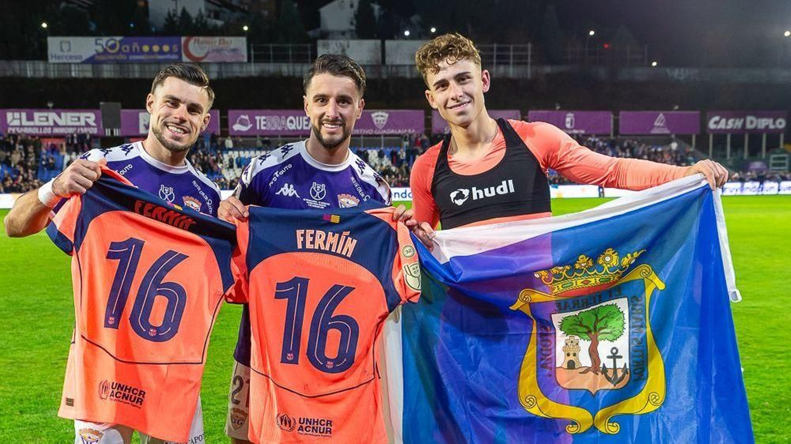 Miguel Cera, Manu Ramírez y Fermín al término del partido de Copa del Rey.