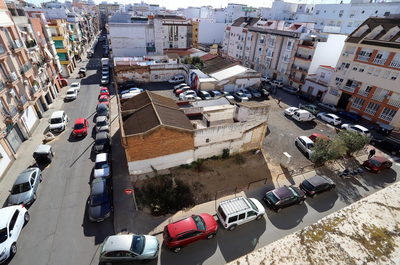 Vista aérea de la zona que ocupará la nueva plaza en el corazón de Viaplana.