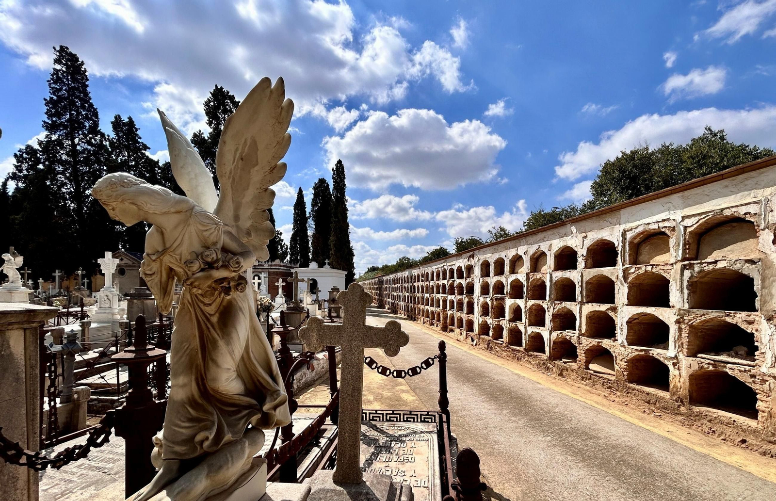 Sepulturas dispuestas en la calle San Clemente del cementerio de San Fernando.