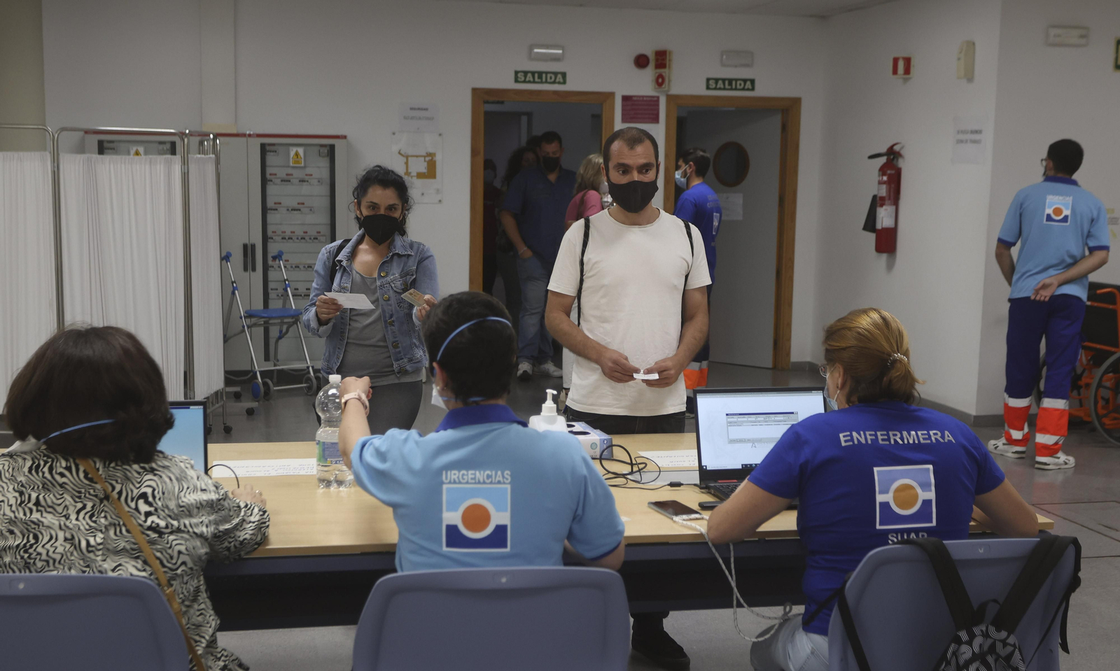Sala de registro antes de la inyección de las dosis en la Facultad de Derecho.